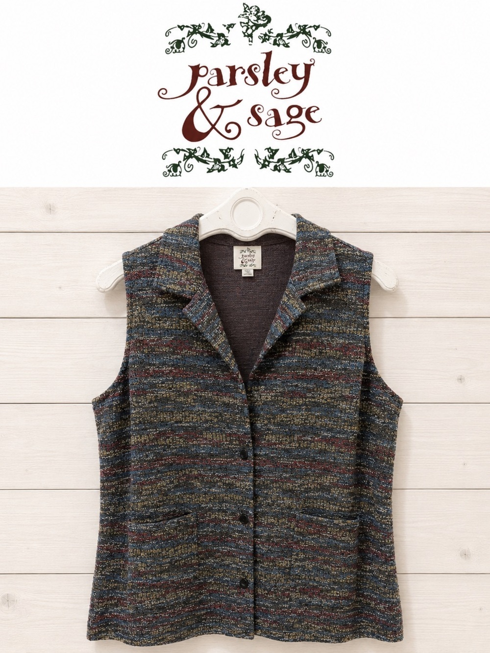 Parsley & Sage Multicolor Textured Vest – Size 2X